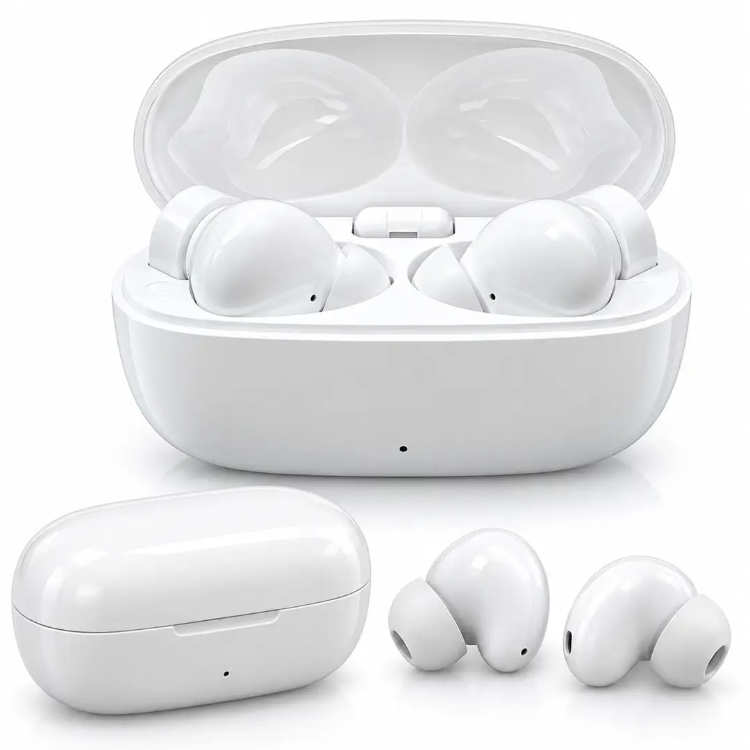 Galaxy Beans TWS Earbuds - White, Smart Touch Control