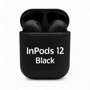 i12 Inpods Black - Wireless Bluetooth Earbuds with Charging Case