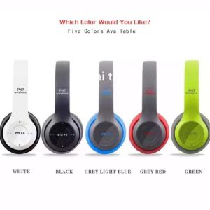 P47 Wireless Bluetooth Headphones - Foldable with FM & SD Card Support
